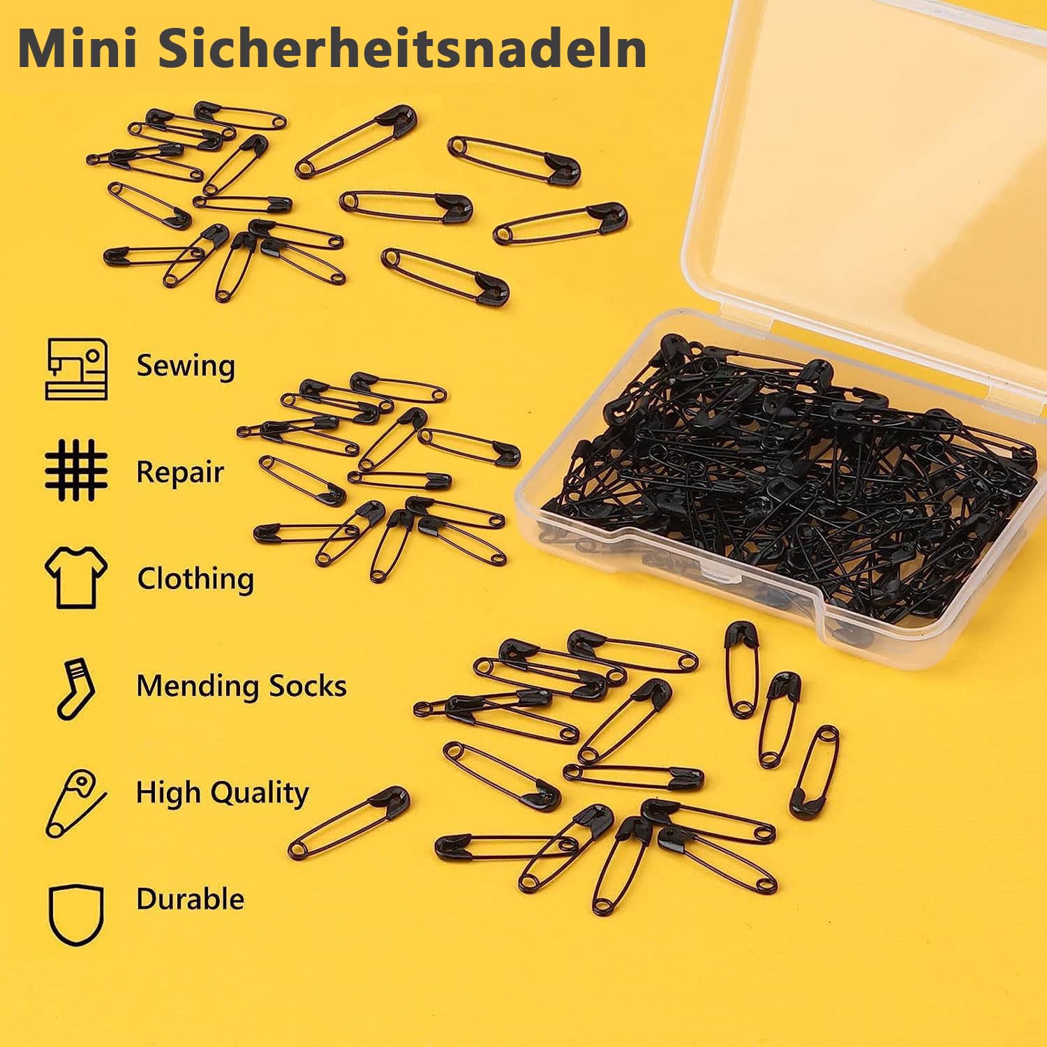 BetterJonny Sicherheitsnadeln Set – 300 Stück In 15 Farben, Vernickelter Stahl, Mit Sortierbox