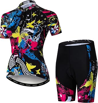 Cycling Jersey Shorts Set Padded Women Bike Bicycle Top Suit Summer