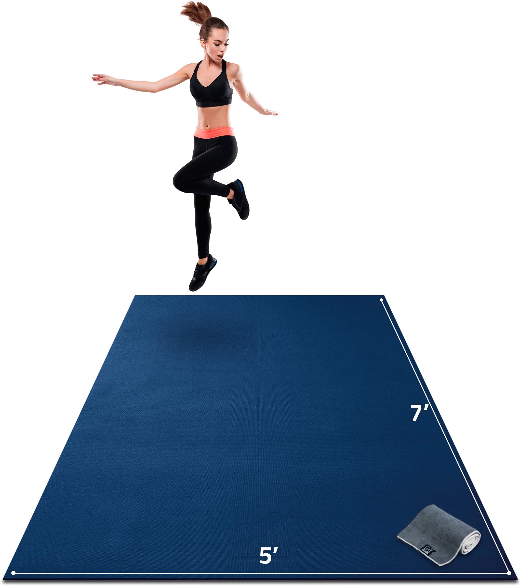 Gorilla Mats Premium Large Exercise Mat – 7' x 5' x 1/4" Ultra Durable, Non-Slip, Workout Mat for Instant Home Gym Flooring – Works Great on Any Floor Type or Carpet – Use with or Without Shoes