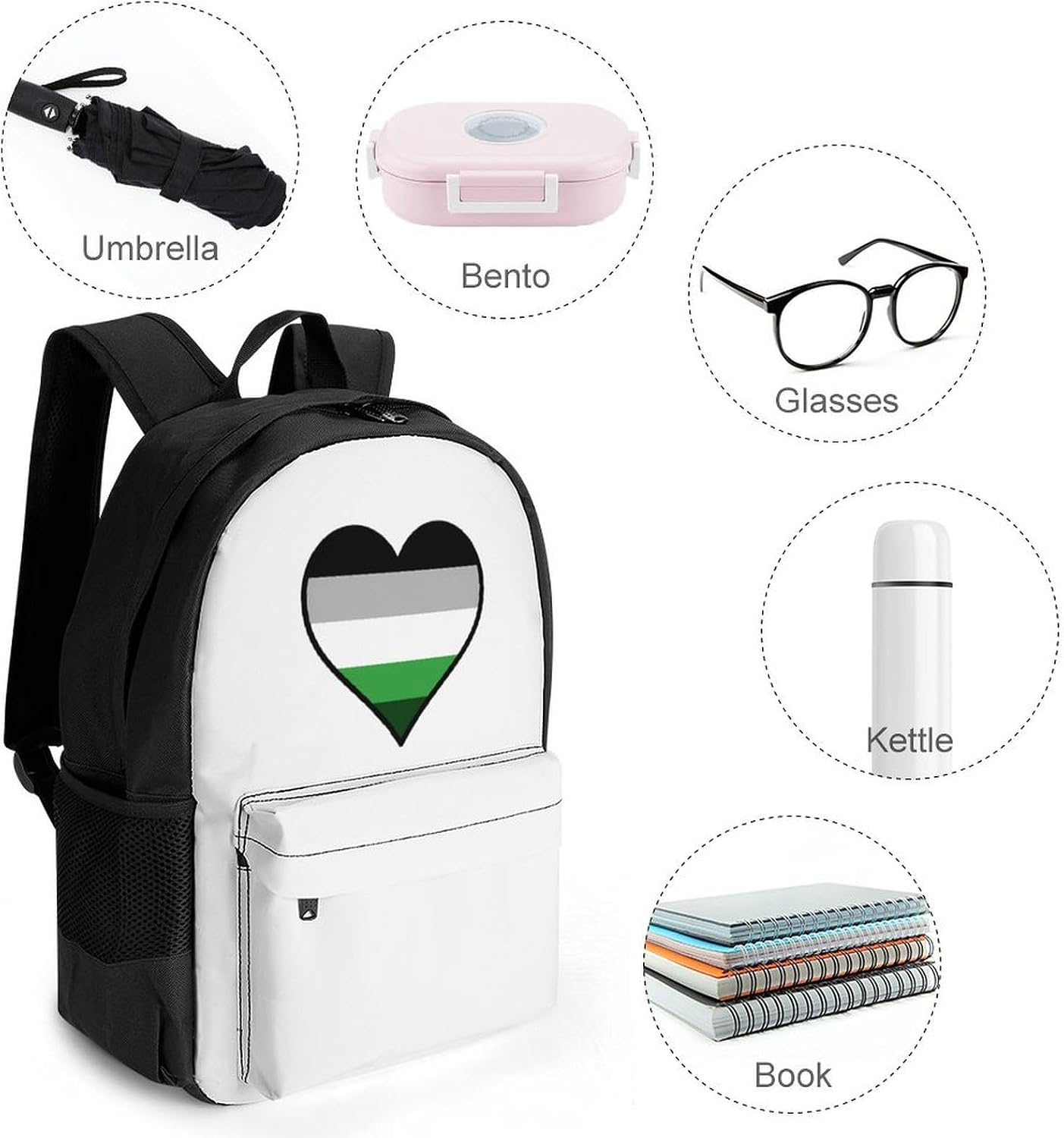 Grayaromantic Proud Heart Backpack Lightweight Backpacks Work Bag