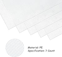 Vista 2 de Pllieay 5 piezas de 7 hojas de lona de malla de plástico, malla de ojos para bordado, manualidades de hilo acrílico, proyectos de punto y ganchillo