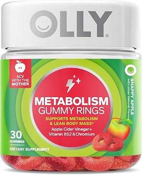 OLLY Multi + Probiotic Adult Multivitamin Gummy, 1 Billion CFUs, Digestive and Immune Support & Metabolism Gummy Rings, Apple Cider Vinegar, Vitamin B12, Chromium, Energy and Digestive Health