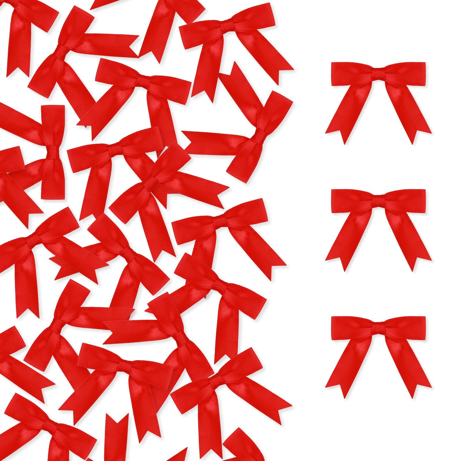 Meseey 100 Pcs Pastel Satin Ribbon Bows with Twist Tie 2.5 Inch Pretied Premade Colored Craft Bows for Gift Wrapping Basket Wedding Baby Shower