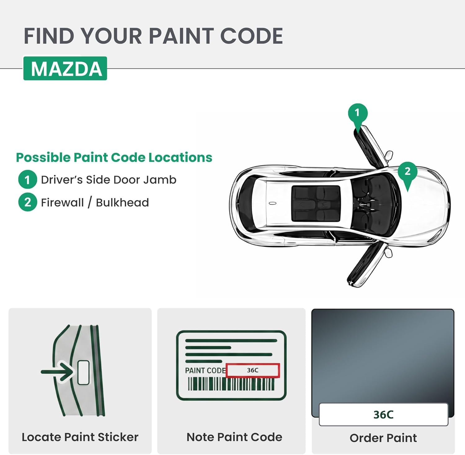 ERA Paints - 36C - Metropolitan Gray Metallic for MAZDA Exact OEM Color Match Automotive Touch Up Paint for Cars - Scratch & Chip Repair for Metal & Plastic - Premium Kit - Made in USA