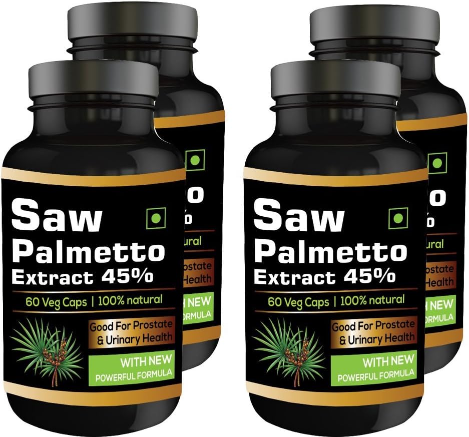 Saw Palmetto Extract (Serenoa Repens) 45% Extract 60 veg 450mg capsules (pack of 4)