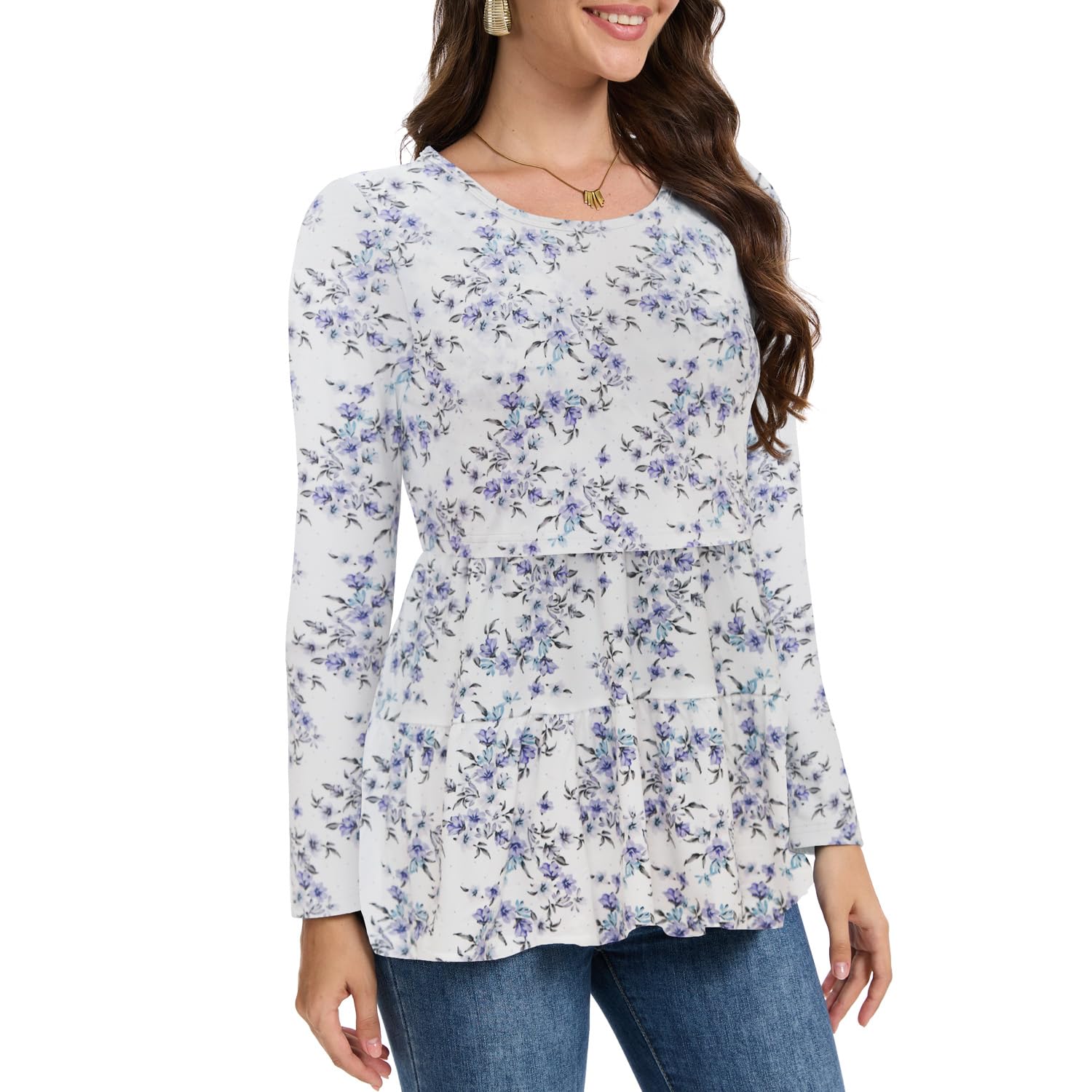 Bearsland Women's Nursing Top 3pack Long Sleeve Scoop Neck Breastfeeding Shirts Nursing Shirt