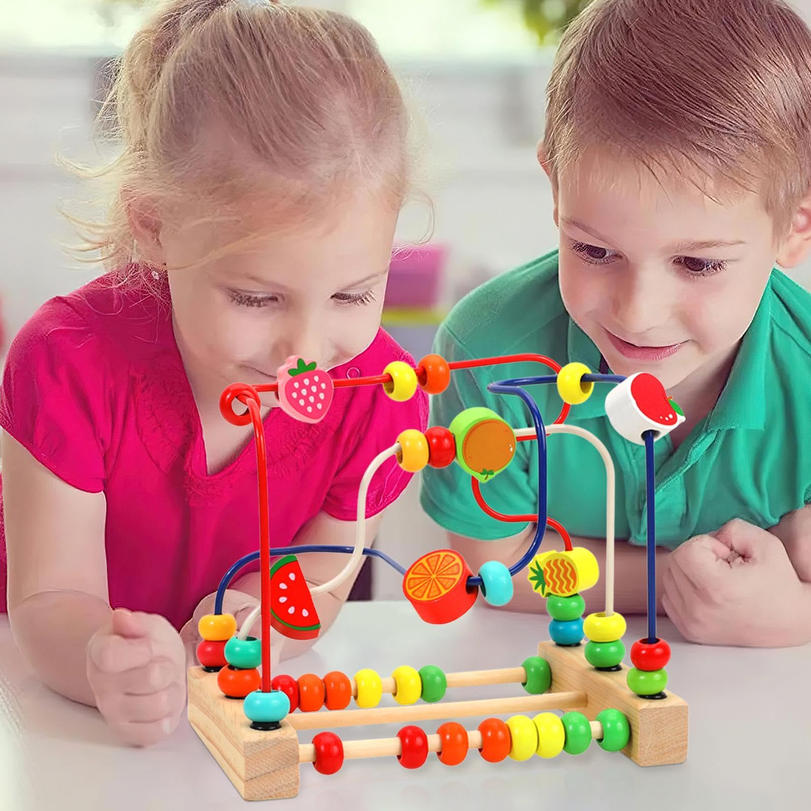 Gomice Jouet Labyrinthe De Perles En Bois – Boulier Multicolore, Jeu Éducatif Précoce, Reconnaissance Couleurs, Motricité Fine, Dès 3 Ans