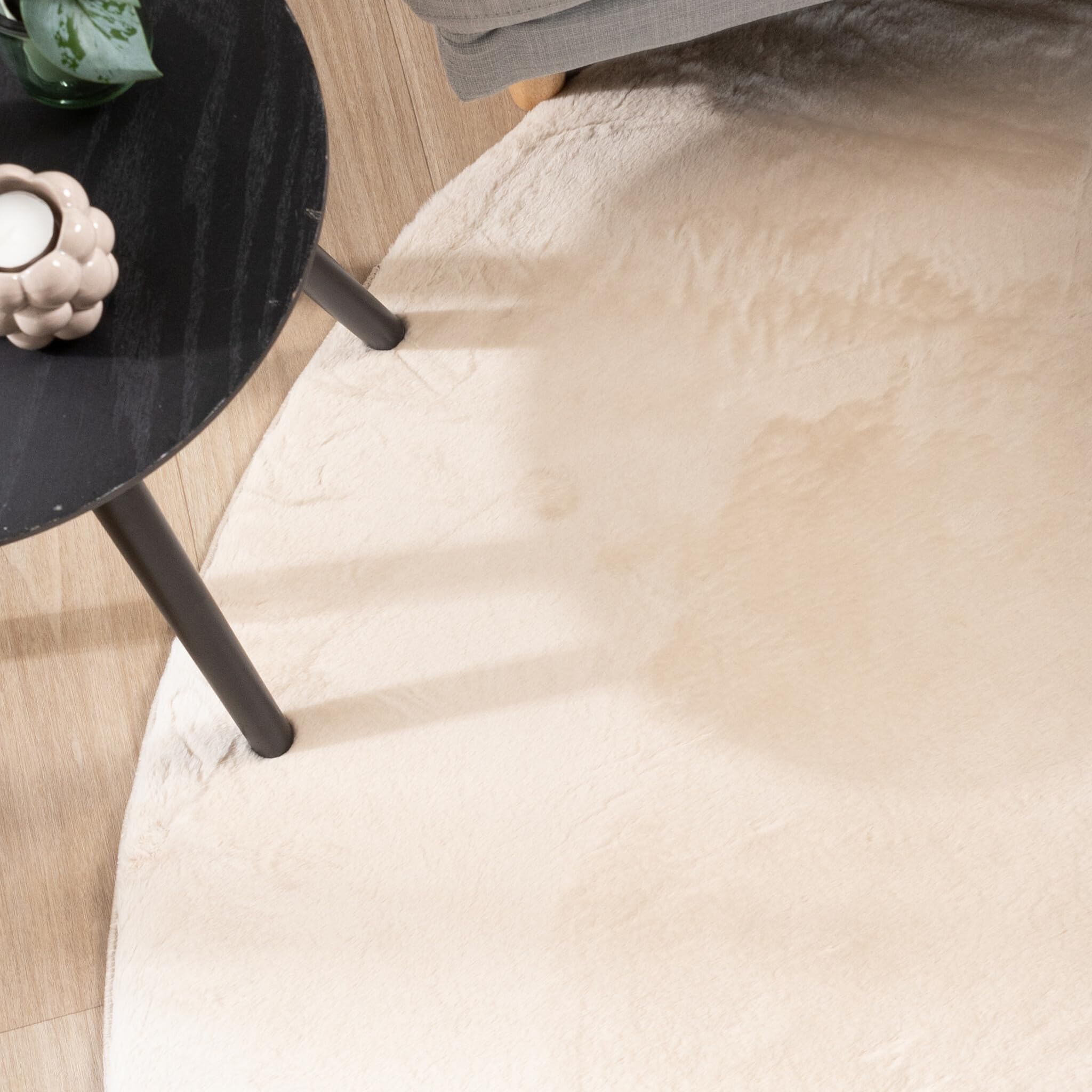 FRAAI | Home & Living Flauschiger Teppich Rund - Cozy Creme - Ø 120 cm