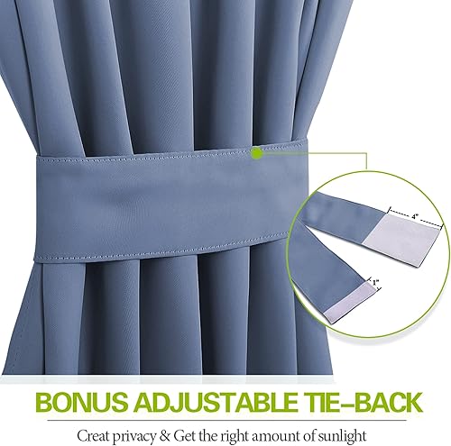 Miniatura 3 de PONY DANCE Cortina de ventana para puerta, cortina francesa sólida con bolsillo para barra, cortinas de puerta de patio para puerta lateral