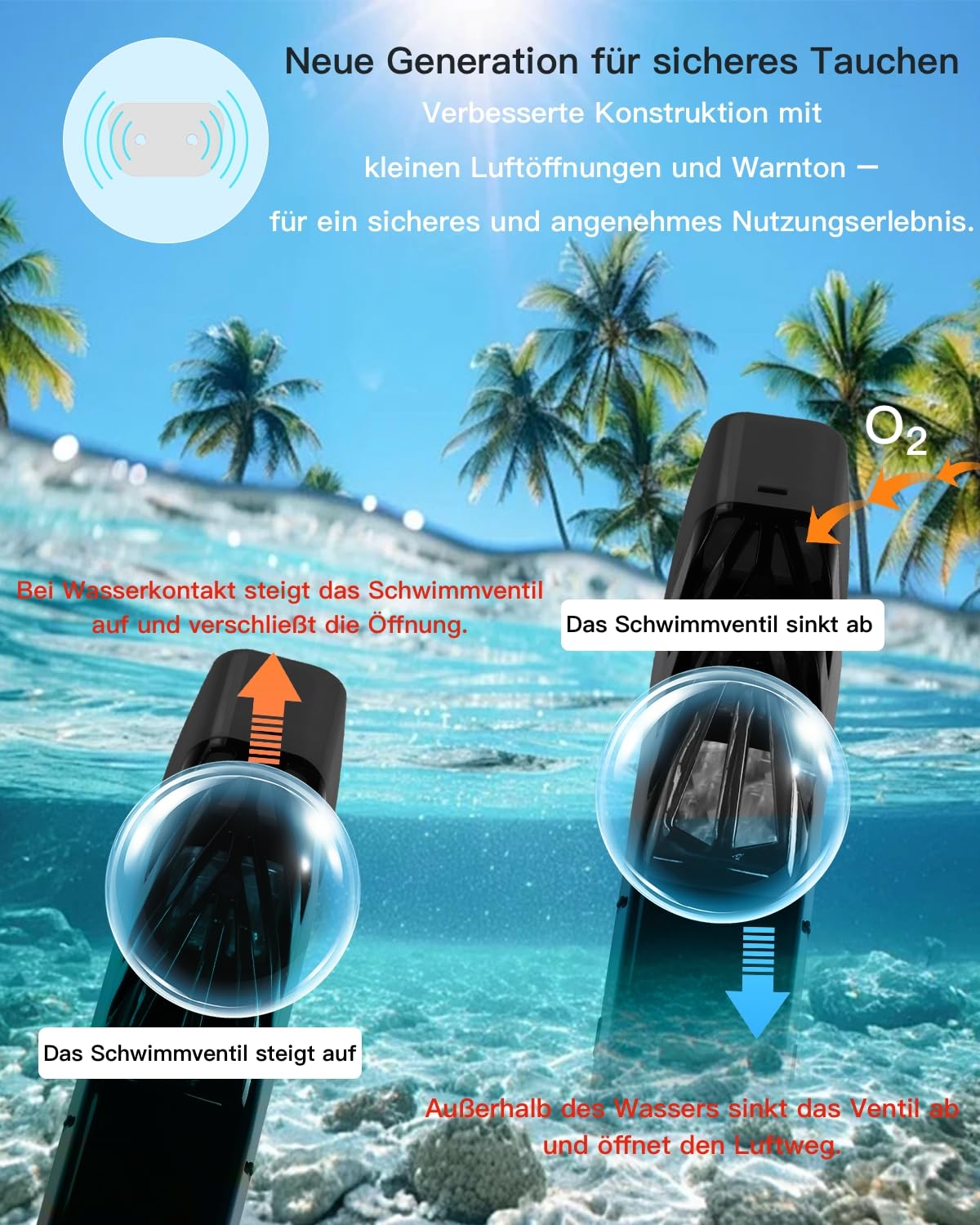 Tauchmaske Erwachsene Vollmaske mit 180°Vollgesichtsmaske HD-Antibeschlag CO2-Sicher mit Aufbewahrungstasche - Schnorchelmaske