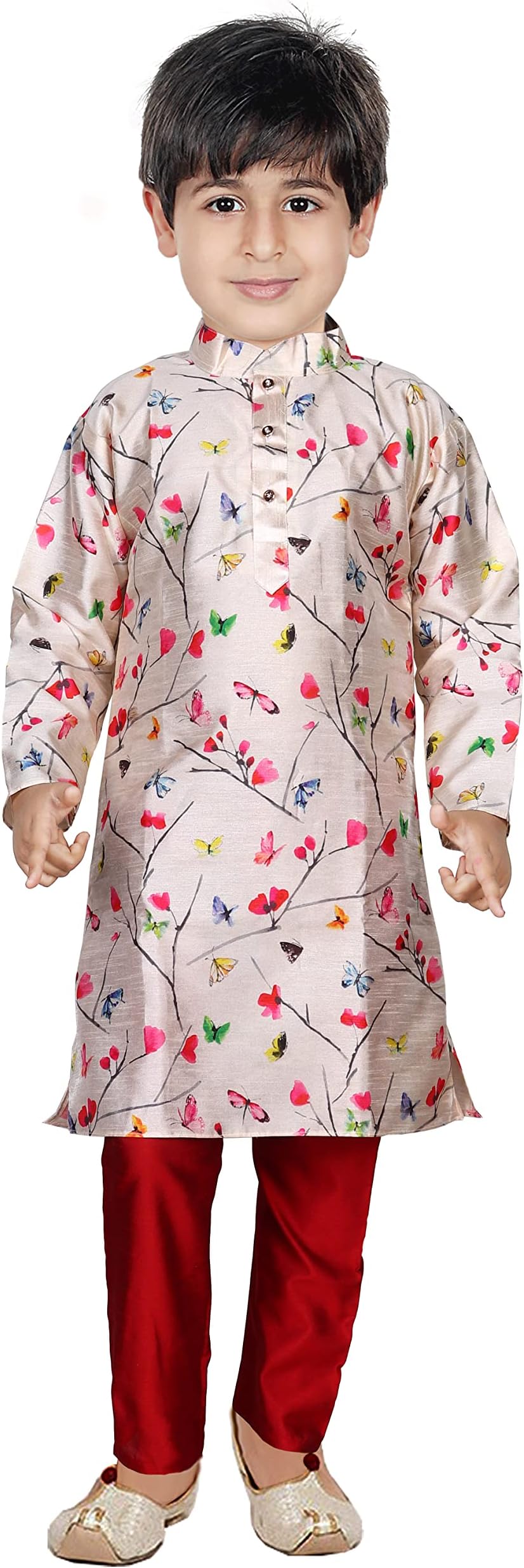 HRRMulticolor Butterfly Cotton Kurta Pajama Set for Boys Kids