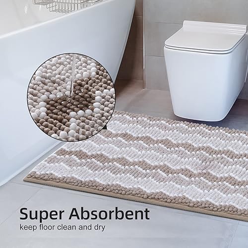 Miniatura 4 de KASENTEX Tapetes de baño suaves y de lujo que no desprende pelusa, de 20 x 32 pulgadas, tapetes de baño de felpilla absorbentes, duraderos,