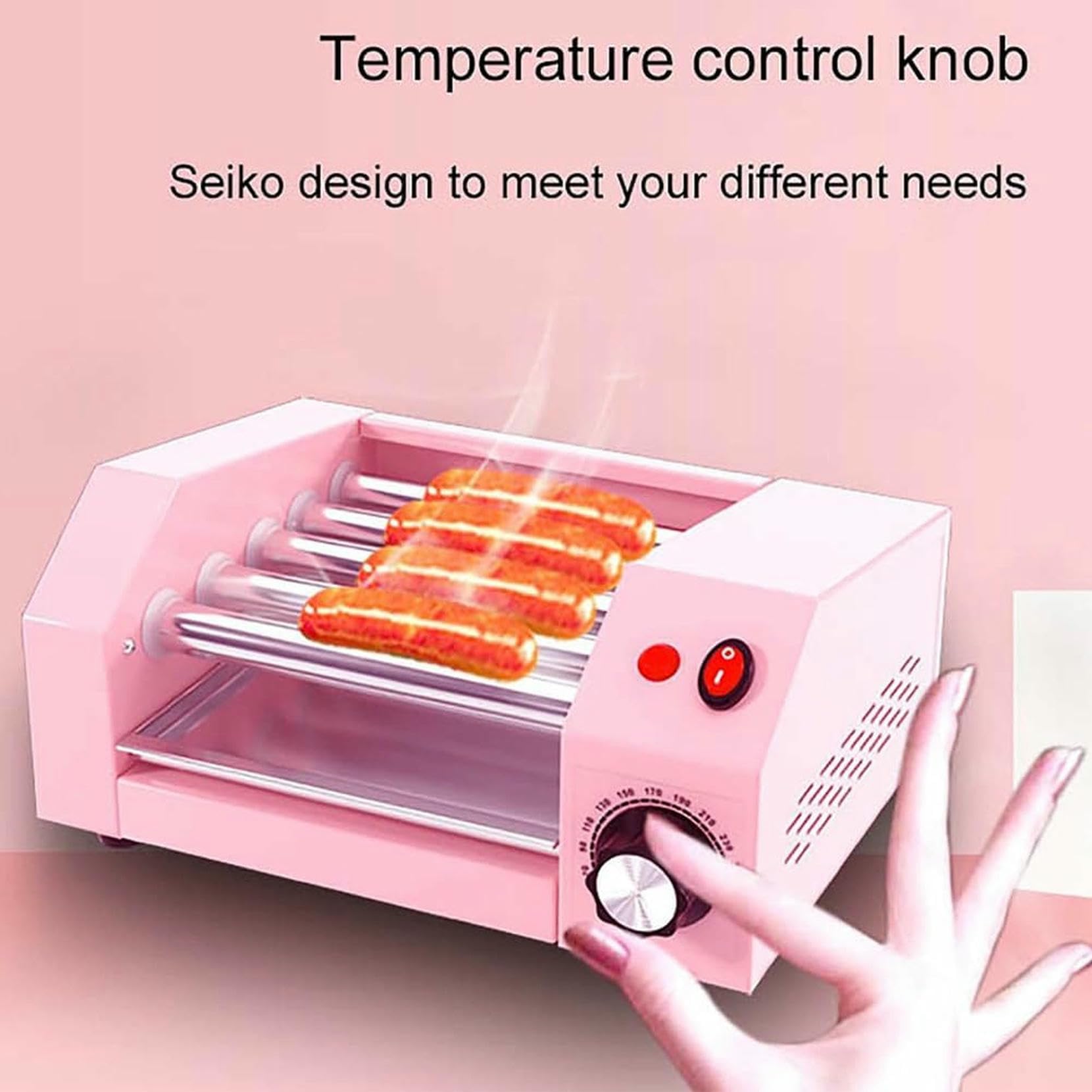 Máquina de Rodillo para Perritos Calientes de encimera, máquina de cocción a la Parrilla con Rodillo para Perritos Calientes, máquina de Desayuno pequeña para el hogar C