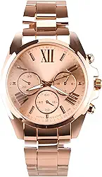 Relógio feminino rose + brincos + pulseira original casual qualidade premium prova dagua