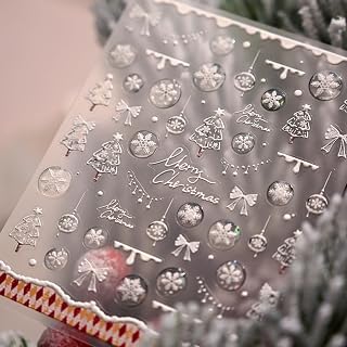 5D Jelly Embossed Christmas Nail Stickers Xmas Tree Winter Nail Decals Self Adhesive Snowflake Nail Art Stickers Cute Bow Snow Nail Supplies for Women Christmas Manicure Decoration 1PCS