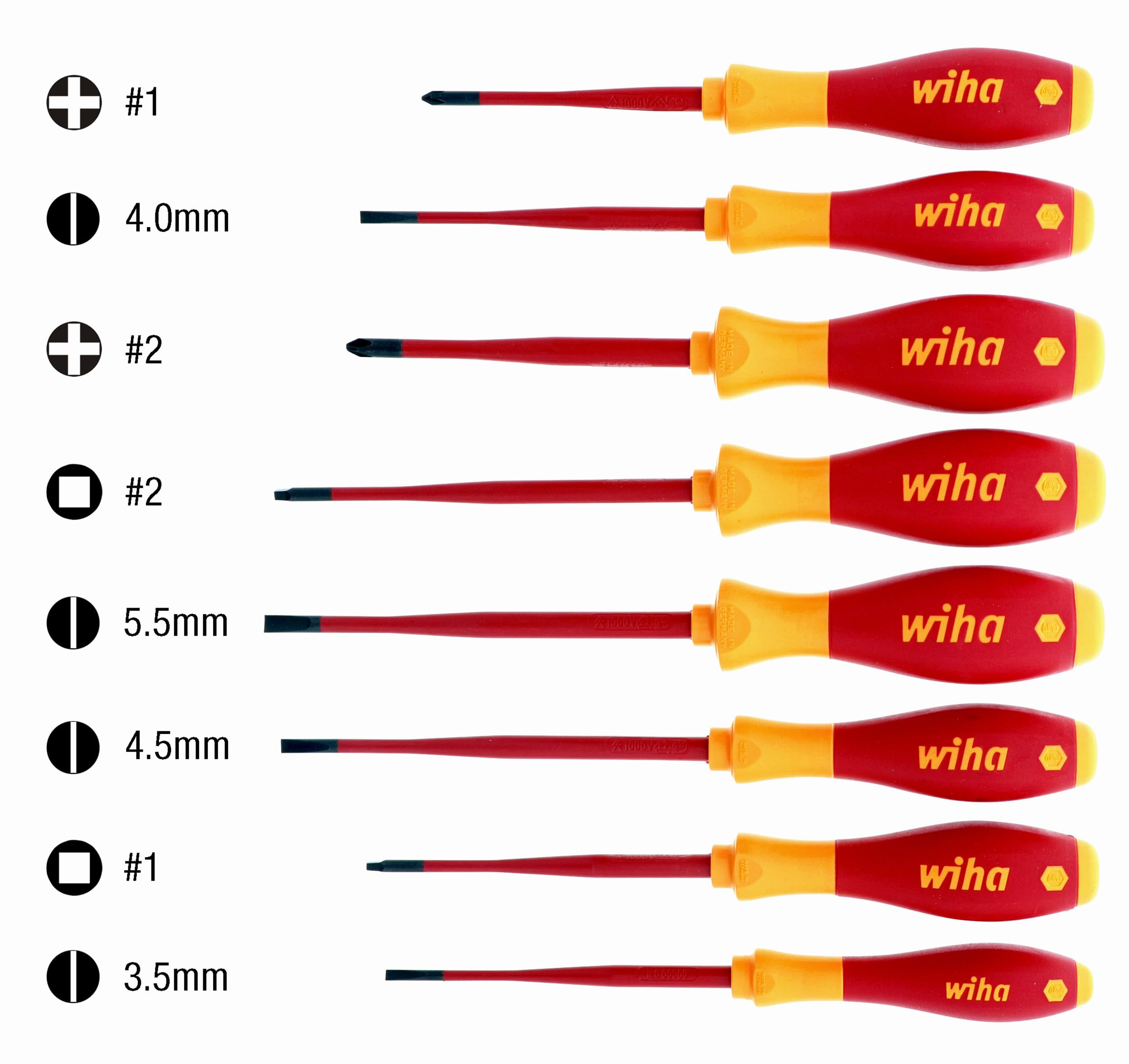 Wiha 32197 izolowany zestaw wkrętaków Slimline/Phillips/Square, 8-częściowy