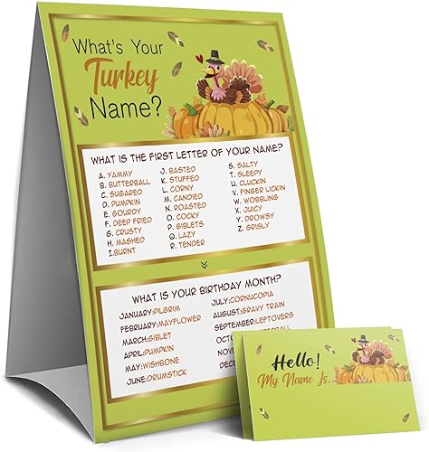 Letrero de juegos de Acción de Gracias cuál es tu juego de nombre de pavo Juegos de Acción de Gracias y actividades para la familia, juegos de