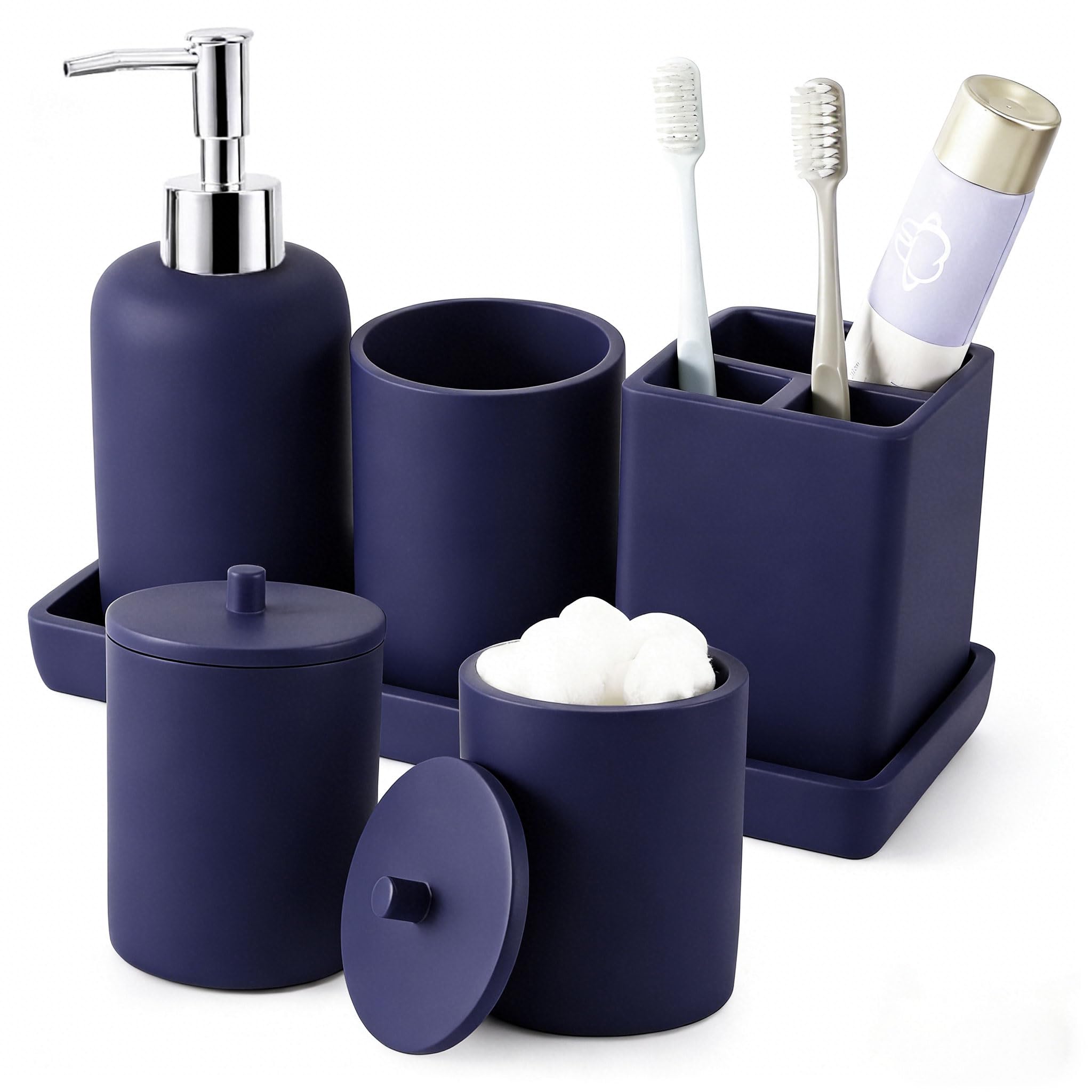 Amazon.com: Resin 6 Pcs Navy Blue Bathroom Set Complete with