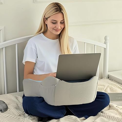 Miniatura 2 de XWZO Almohada de juegos para regazo, almohada de lectura de espuma viscoelástica para laptop, ganchillo, almohada de reposabrazos con máscara de