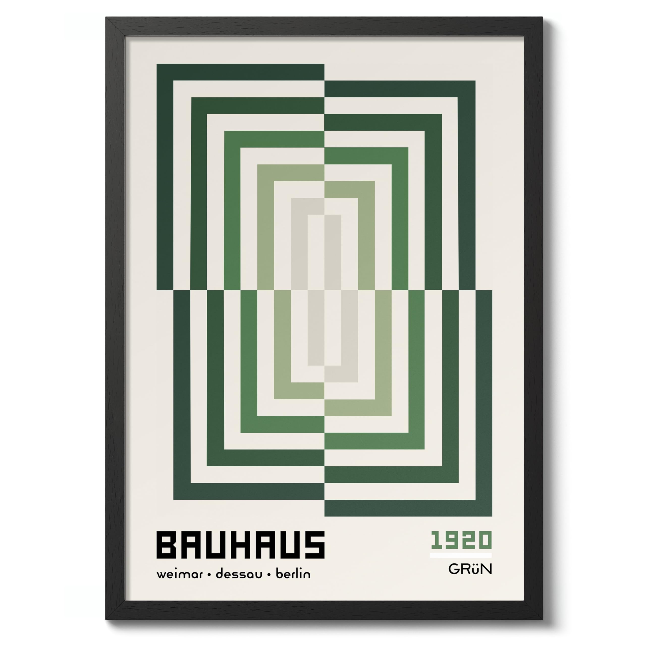 Rectangular Green Bauhaus Poster, Bauhaus Print, Framed Abstract Art, Mid-Century Wall Art, Archival Matte, A1 (Framed) - 84.1x59.4cm
