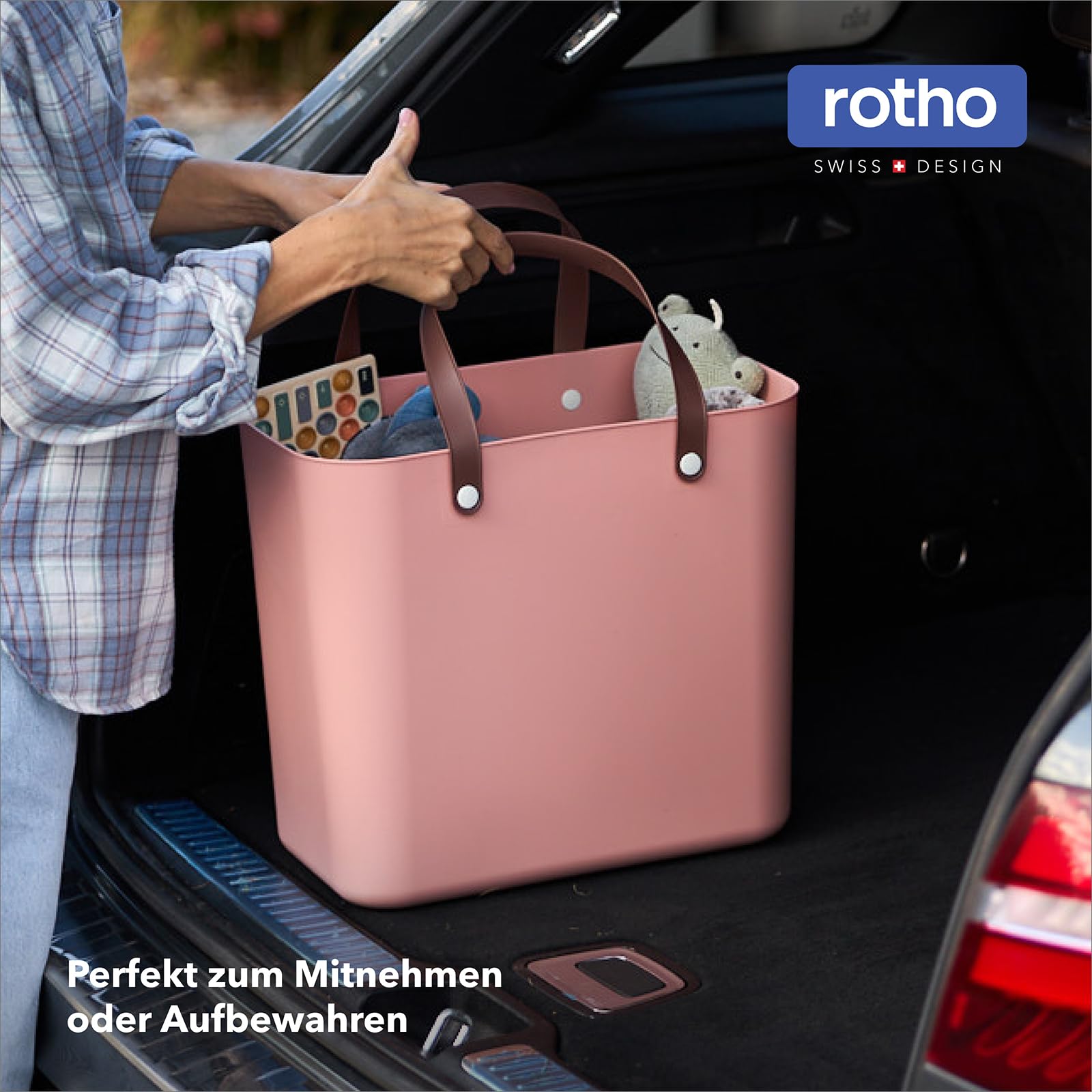 Rotho Albula 3er-Set Einkaufskörbe mit Henkel 25l | Praktischer Korb, ideal als Einkaufstasche und für unterwegs | ergonomische Griffe | Tragkraft bis zu 40 kg | pflegeleicht | mehrfarbig