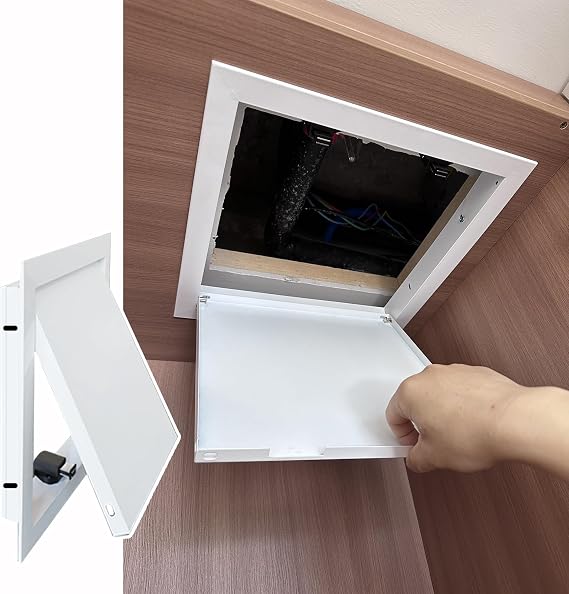 UrbanUp Access Panel for Drywall Metal Access Panel Door with Magnetic Switch, Ceiling Access Panel/Alarm Wall Inspection Hatch, Easy Access Doors Push Lock & Open(White,35x40cm/14x16in)