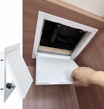UrbanUp Access Panel for Drywall Metal Access Panel Door with Magnetic Switch, Ceiling Access Panel/Alarm Wall Inspection Hatch, Easy Access Doors Push Lock & OpenWhite,35x40cm/14x16in