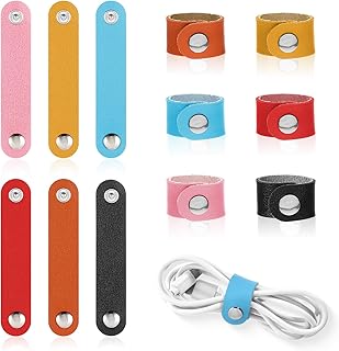Molain 12Pcs PU Leather Cord Organizer, Reusable Cable Strap