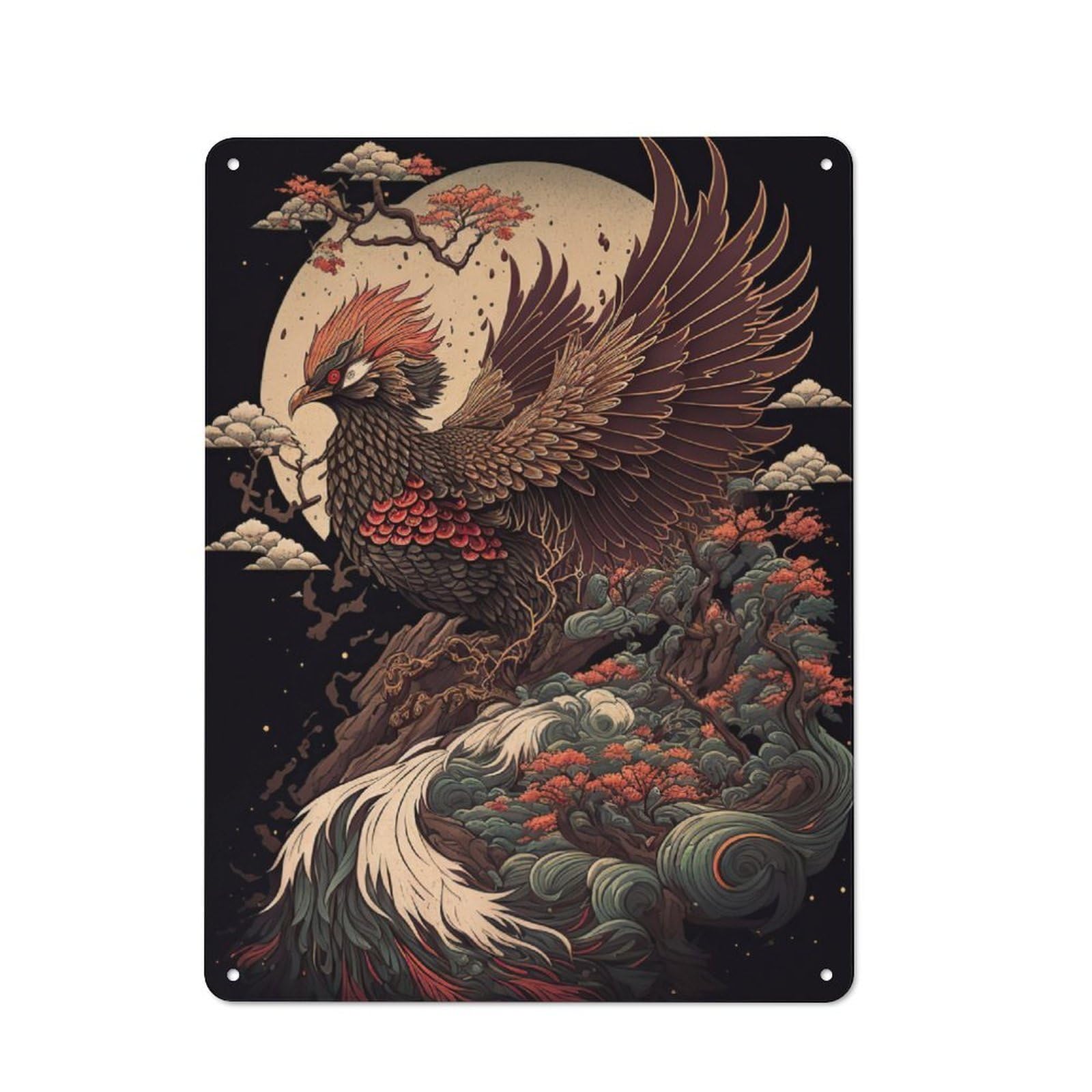 Junmoney Phoenix Vintage Tin Sign 40X30cm With For Guest Room Or Hallway, Suited To Wall Displays In Guest Rooms And Hallways