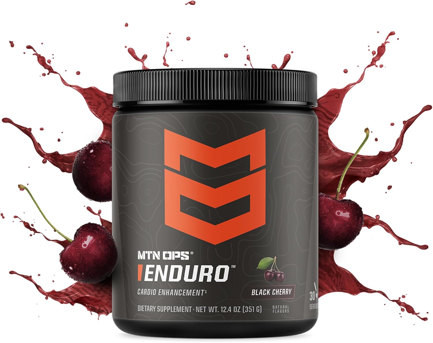 MTN OPS Enduro Nitric Oxide Pre Workout Powder Zero Sugar Stimulant Free Preworkout Caffeine Free with L Arginine L Citrulline Pump Formula 30 Servings Black Cherry