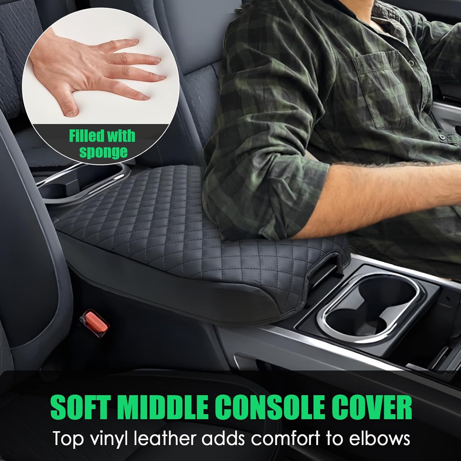 Center Console Cover for Nissan Titan 2016-2024 Bucket Seat | 1:1 Custom Fit Armrest Protector | PU Leather with Cushioning | Scratch-Resistant Middle Console Cover (Bucket Console Only)