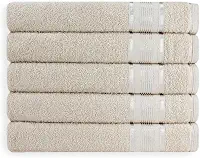 Kit 05 Toalhas de Rosto Gigante Egito 100% Algodão 45x80cm 350g/m² Padrão Hotel (Bege)