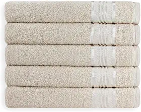 Kit 05 Toalhas de Rosto Gigante Egito 100% Algodão 45x80cm 350g/m² Padrão Hotel (Bege)