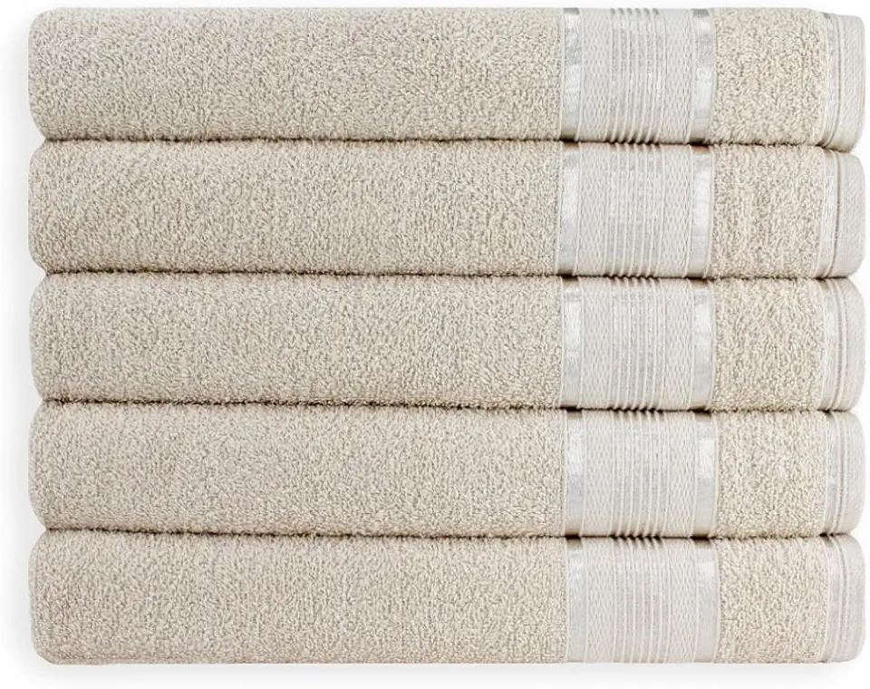 Kit 05 Toalhas de Rosto Gigante Egito 100% Algodão 45x80cm 350g/m² Padrão Hotel (Bege)