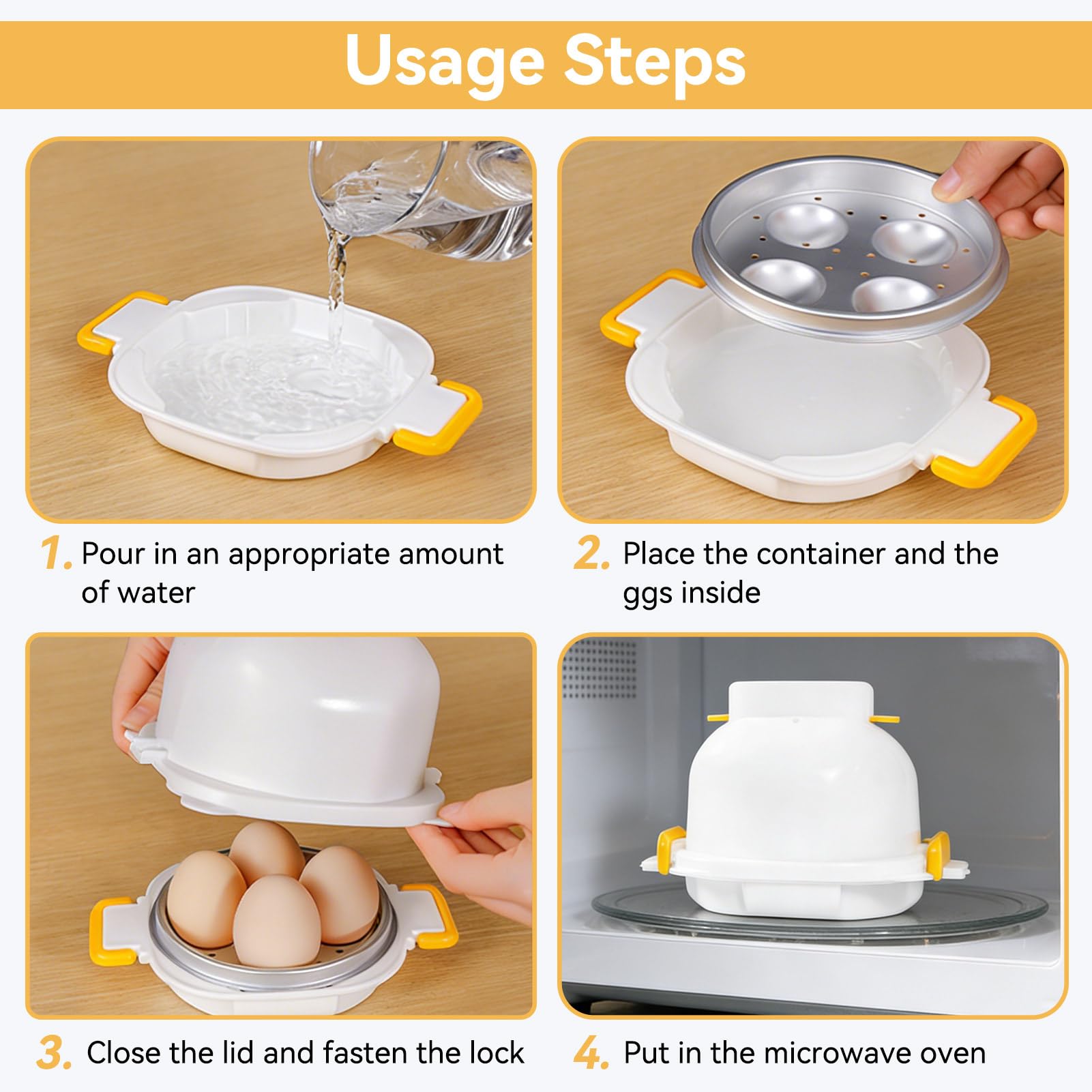 Cocedor De Huevos Para Microondas, Cocina 4 Huevos Rápidamente, Vaporera De Huevos, Vaporera Con Cortador De Huevos, Calentador De Huevos De Pollo Para Cocina, Oficina Y Hogar