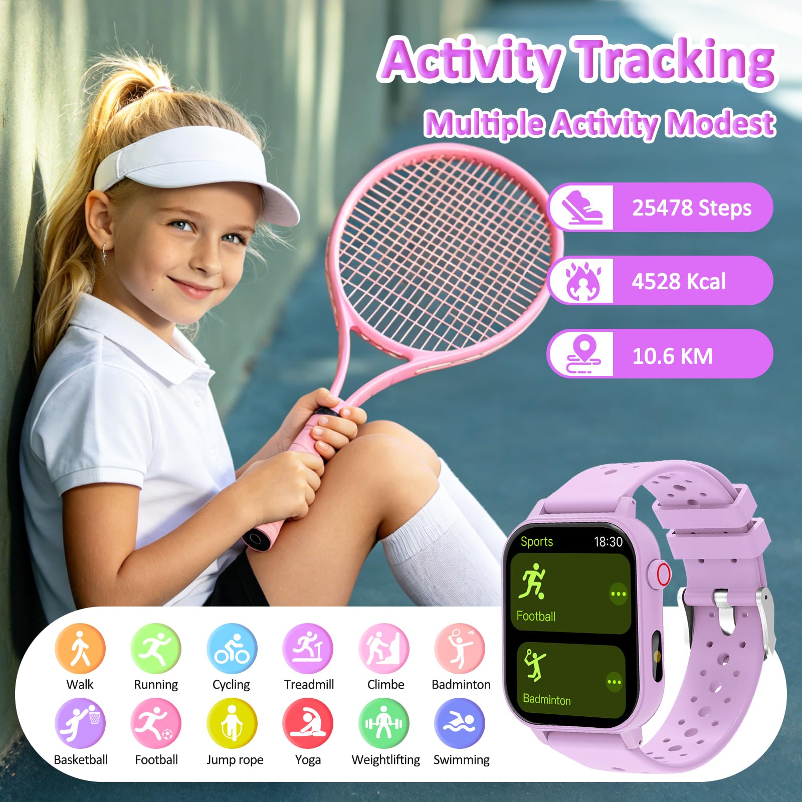 Reloj Inteligente Niño y Niña, Smartwatch Niños con Llamadas Bluetooth
