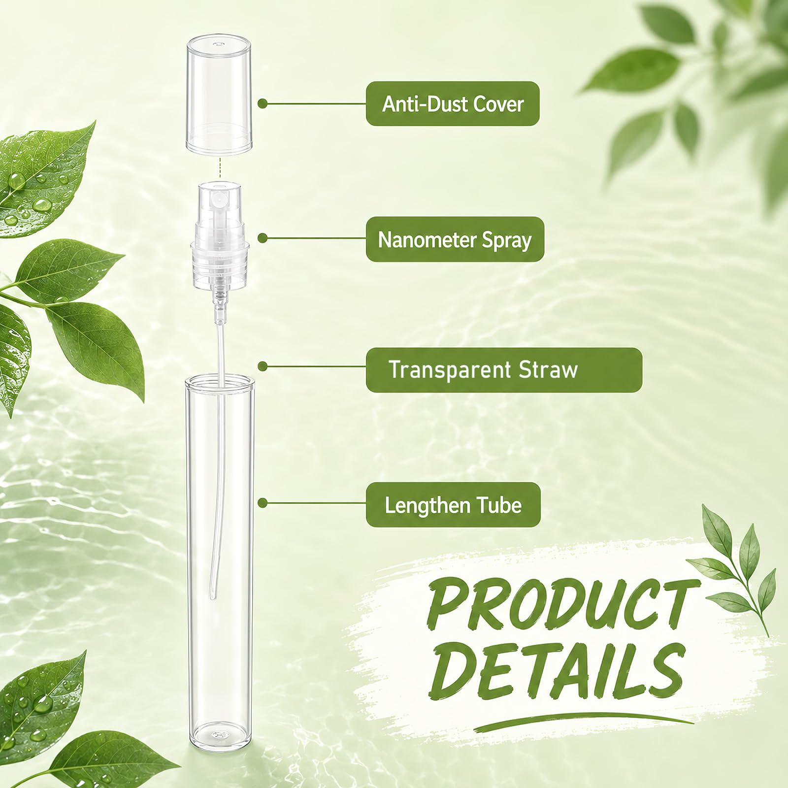 100 unidades de 10 ml atomizador de perfume rellenable, pulverizador vacío, mini bomba, botellas de plástico, atomizadores de viaje, botella de spray para viajes, perfume, muestras de fragancias