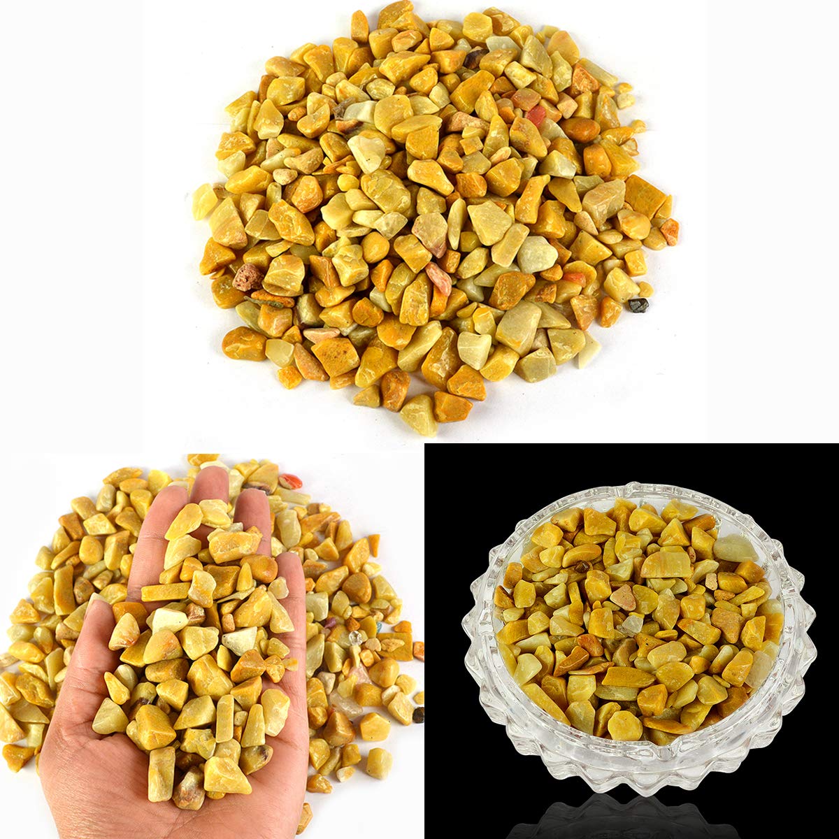 Reiki Crystal ProductsNatural Golden Quartz Crystal Stone Chips Dust Raw Rough Stone for Vastu Correction, Reiki Healing and Crystal Healing Stons Pack 0f 100 Gm