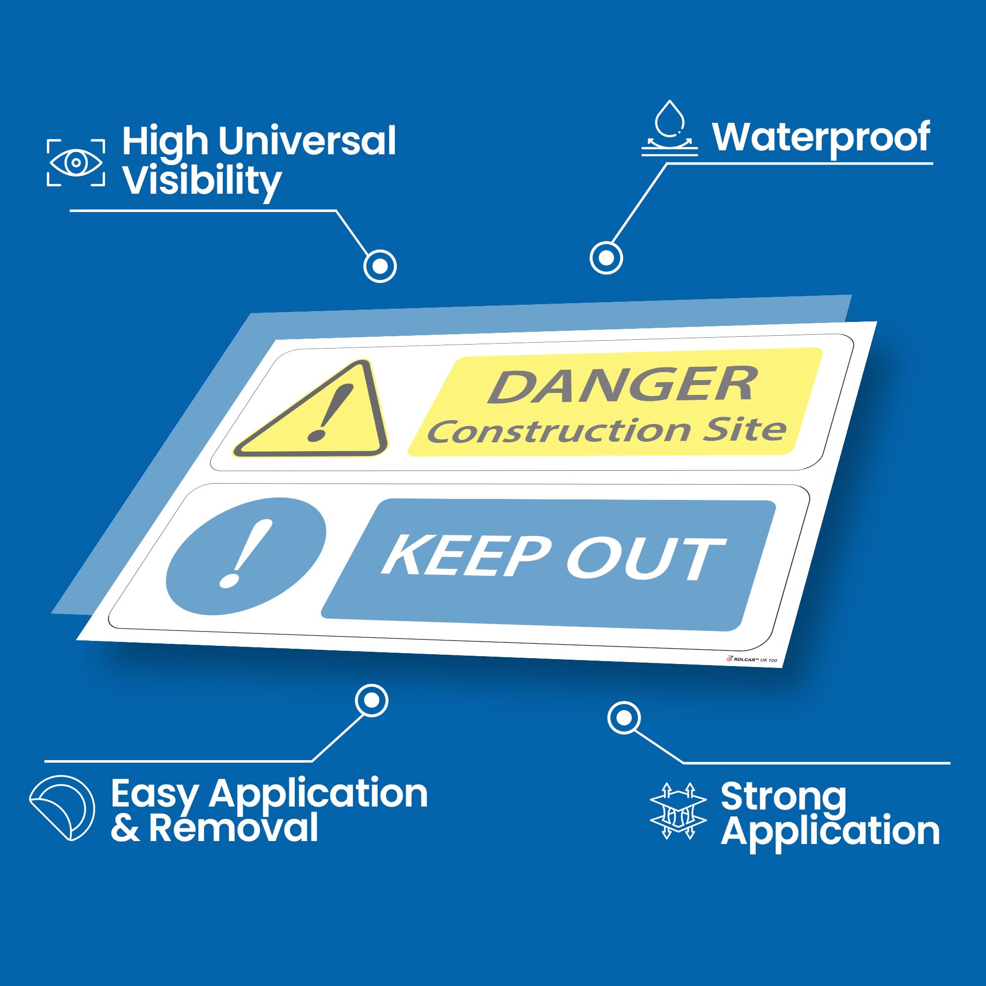 RDLCAR Keep Out Sign Danger Construction Site Signs 4mm Corri Professional Site Safety Sign Ideal for Hazard Protection High Visibility 200mm x 300mm - Image 3