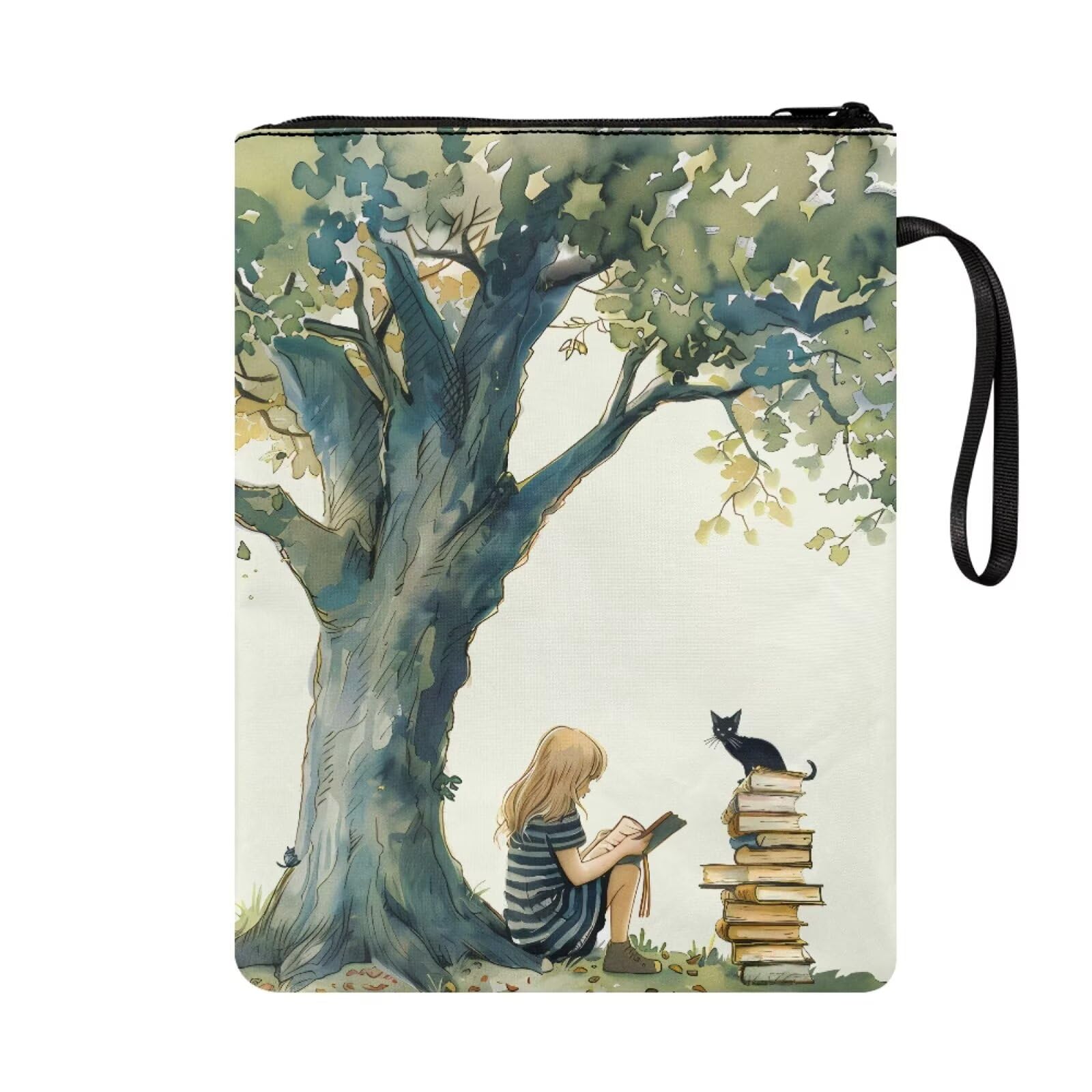 Binienty Cartoon Girl Books Book Sleeve Pouch for Paperback Bible Cover Bag for Women Men Reusable Book Covers for Students Teacher Back to School Supplies - Image 2