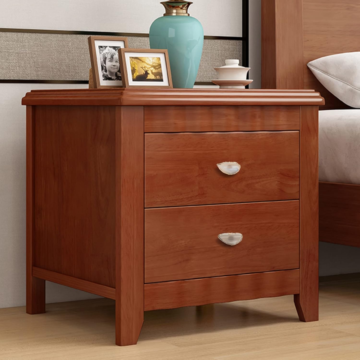 Malimali Unique White Agate Cabinet Knobs and Pulls Set of 4,Knobs for Cabinets and Drawers Gold Dresser Knobs Bifold Door Knob for Closet Kitchen Cupboard