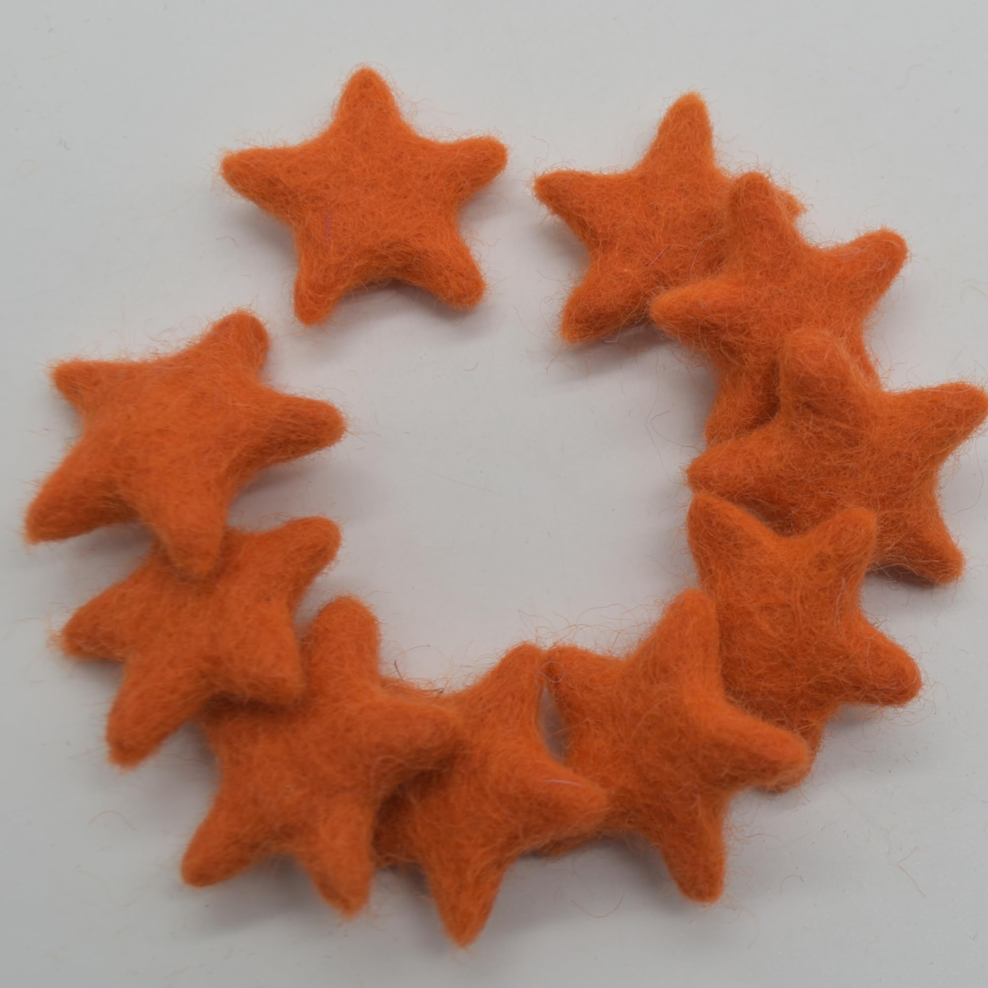 100% Wool Felt Stars - 3cm - 10 Felt Stars - International Orange — image 1