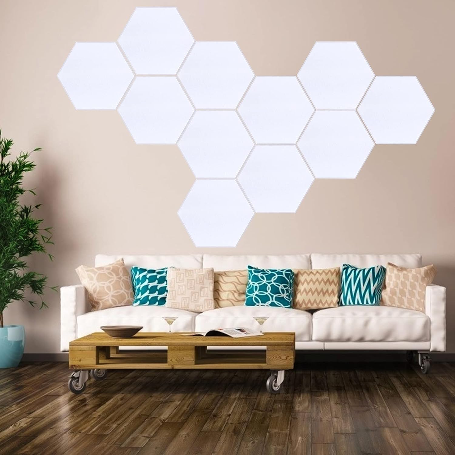 12 Pack Hexagon Acoustic Panels Sound Proof Foam Panel, Beveled Edge Soundproof Wall Padding Foam Panels, Acoustic Treatment for Home Offices Wall Decoration and Recording Music Studio(Hexagon white)