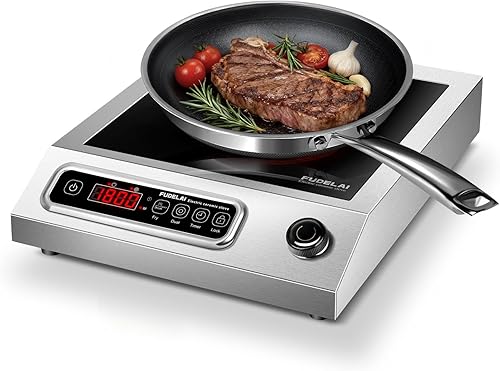 Placa eléctrica de 1800 W con calefacción infrarroja y 9 niveles de potencia, quemador de encimera de grado comercial, estufa de cerámica con