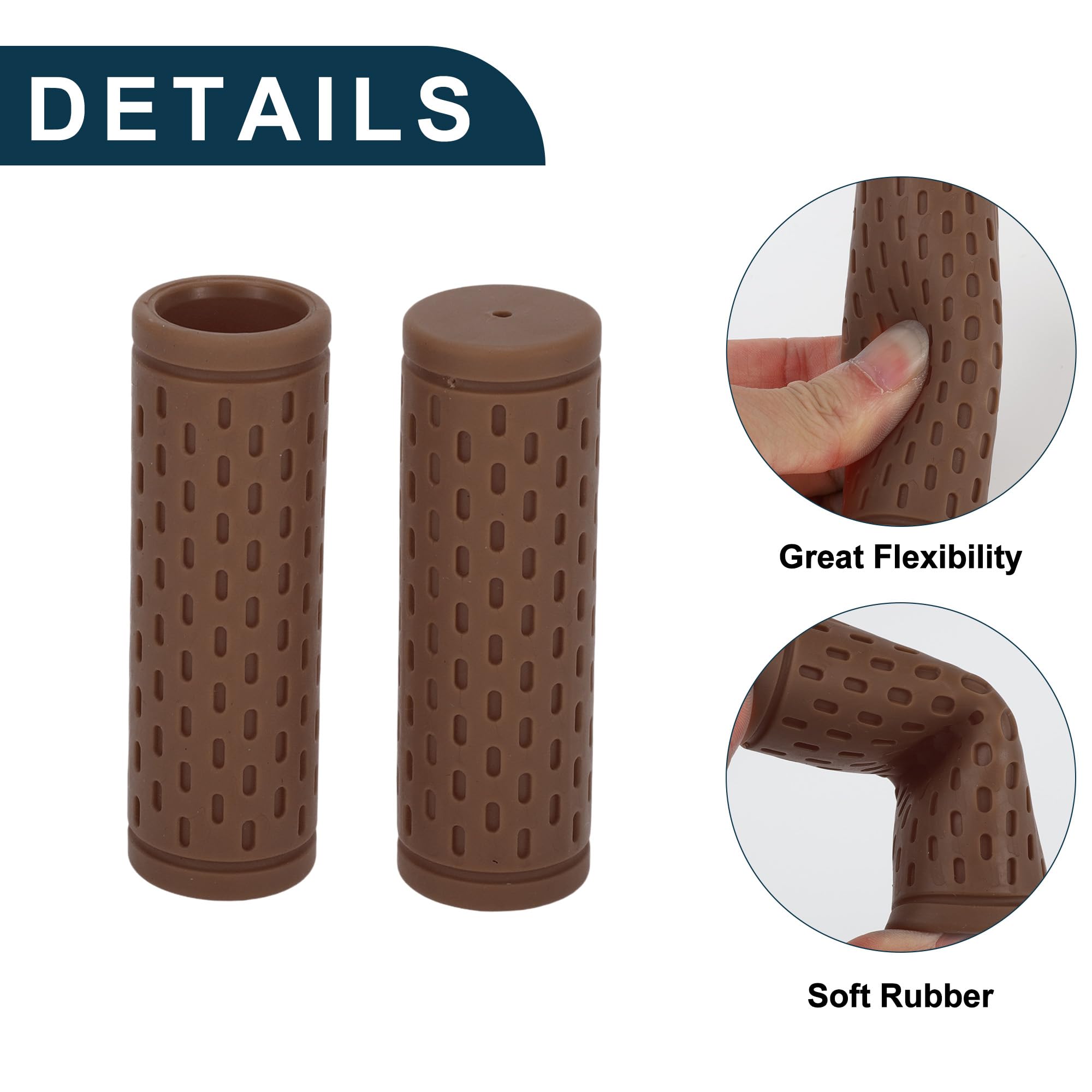 TUCKBOLD Bike Handlebar Grips Covers 90mm Long Lightweight | Bicycle End Grips Protector Brown 1 Pair - Image 3