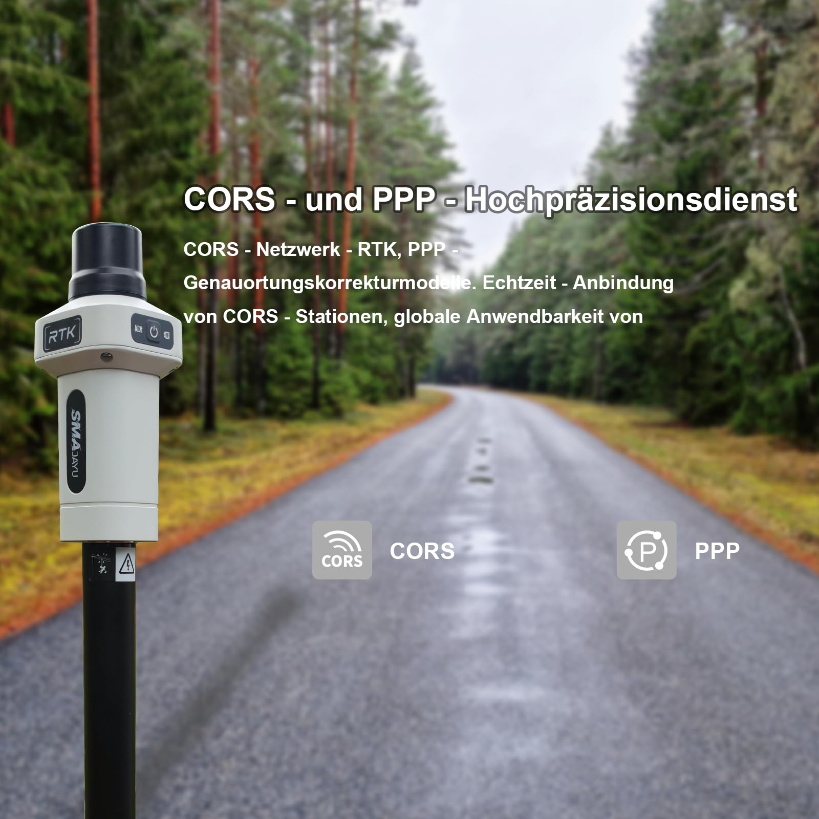 Apparecchiatura di rilevamento SMA25R Net GNSS RTK Rover, ricevitore GPS portatile Android con collettore, 2,5 cm tramite connessione CORS, 10 cm di precisione tramite PPP, IMU 60°(Inclusa l'asta)