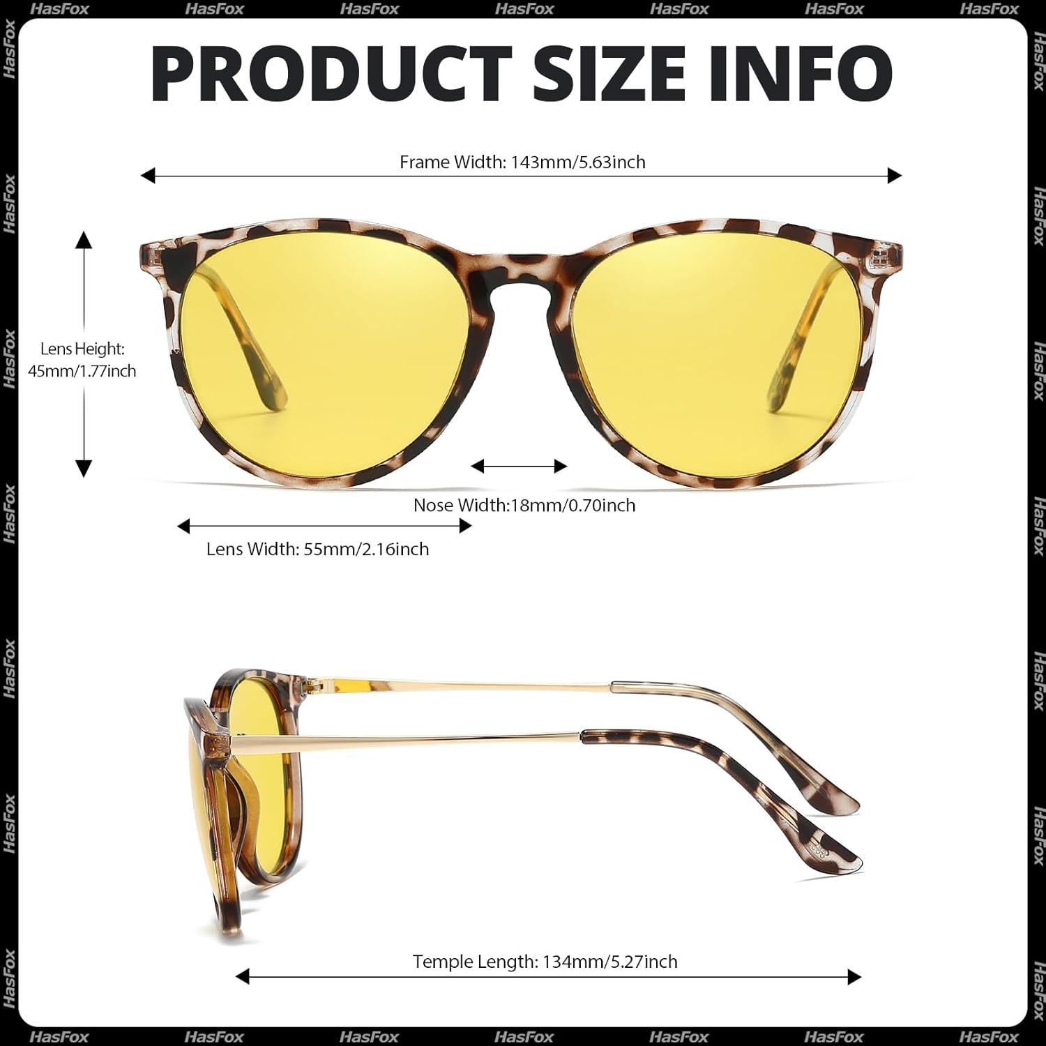 HASFOX 2 Pack Night Vision Driving Glasses for Women Men Round Yellow Lens Anti Glare Polarized for Nighttime Rainy Foggy - Image 4