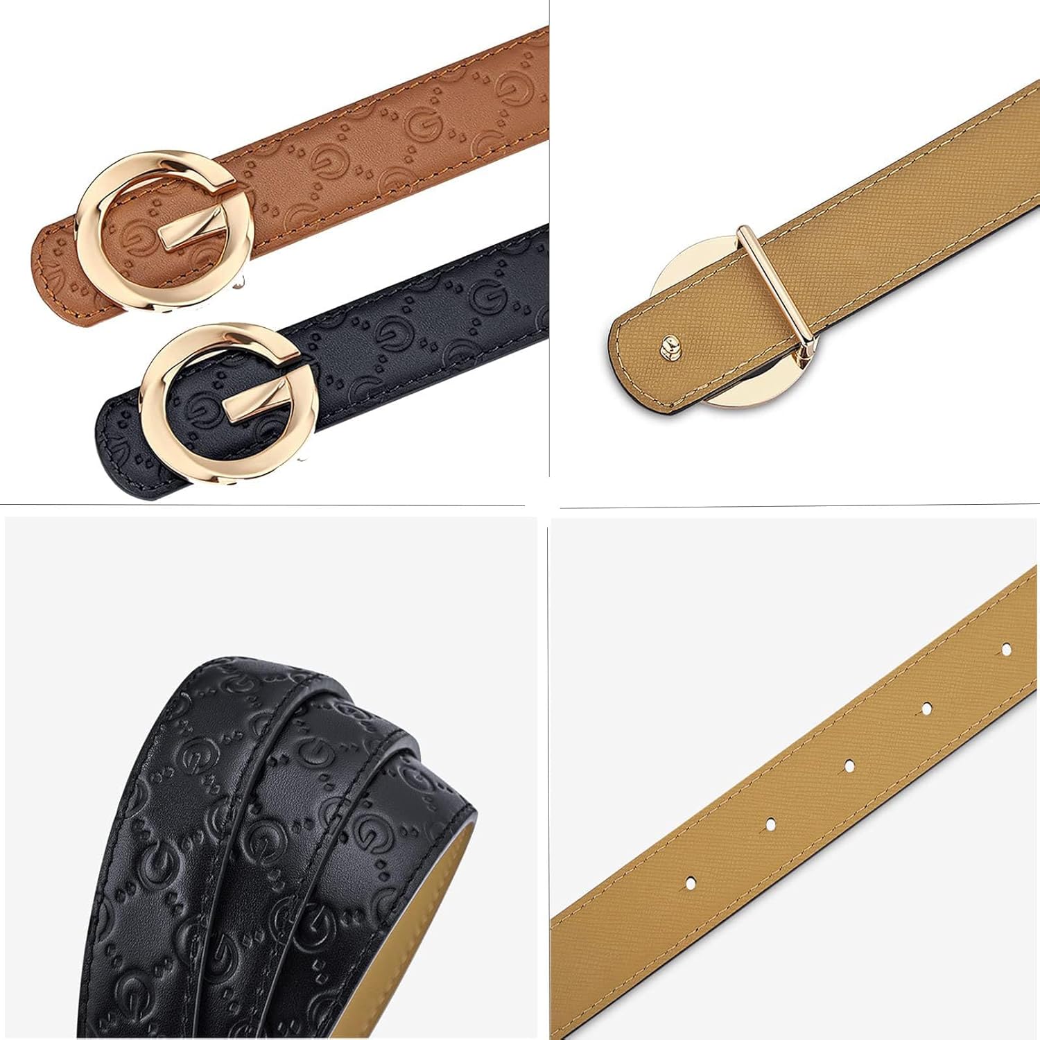 VANNANBA Designer Belts for Women Genuine Leather with Letter G Gold Buckle Fashion Retro Belt for Jeans Pants Dresses - Image 6