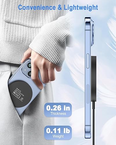 Miniatura 8 de Cargador Inalámbrico Magnético Mag Safe Almohadilla de Carga Compatible con iPhone 17/17 Pro Max/iPhone Air/16/15/15 Plus/14/13/12 Series, Cargador