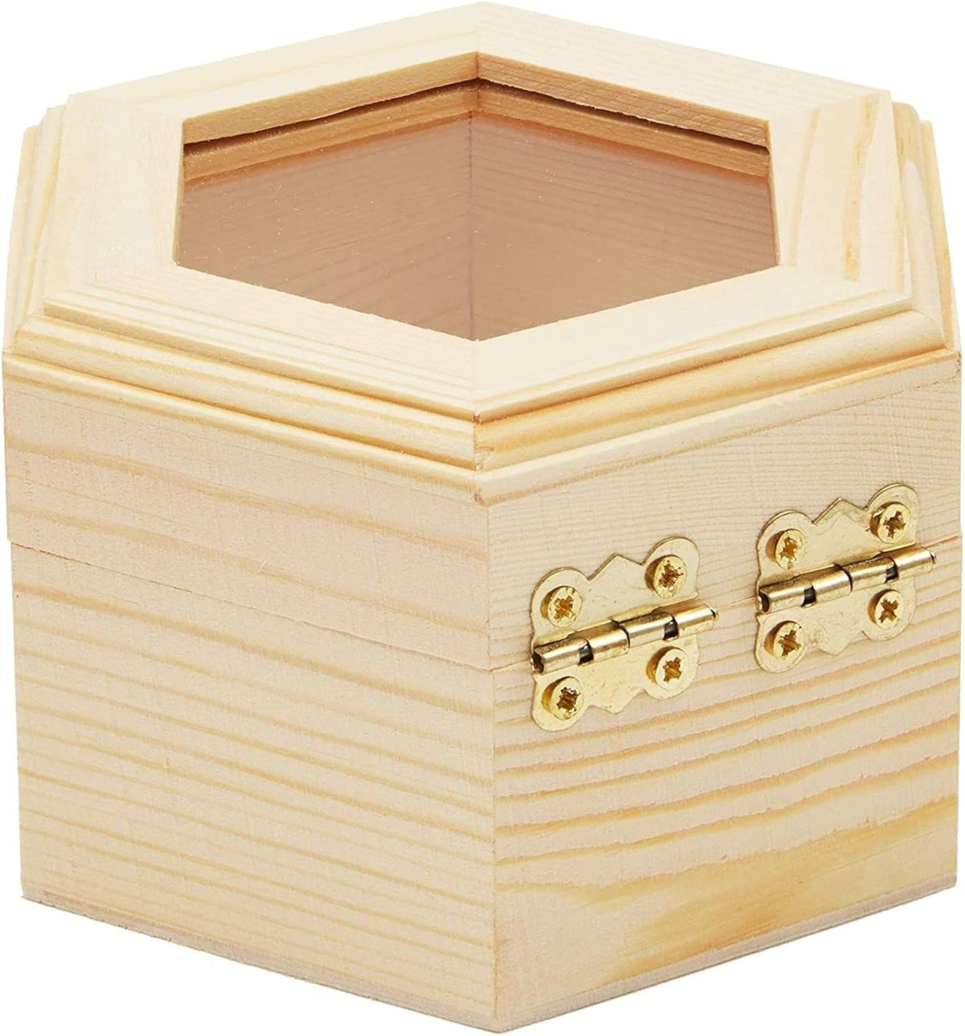 Unfinished Hexagon Wood Jewelry Box with Window and French Buckle (3-Pack) : Clothing, Shoes & Jewelry